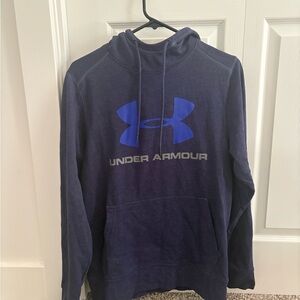 Under Armour Men's Navy Hoodie with Blue Logo